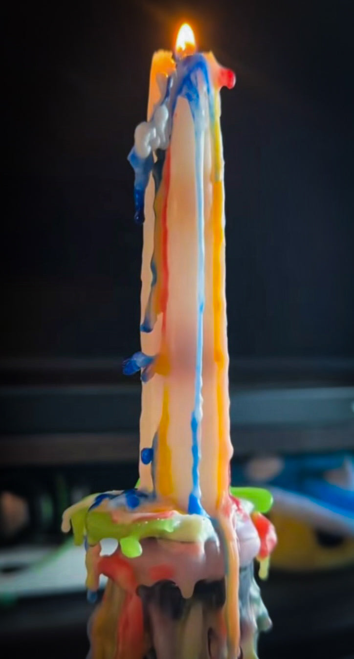 Rainbow Drip Candle