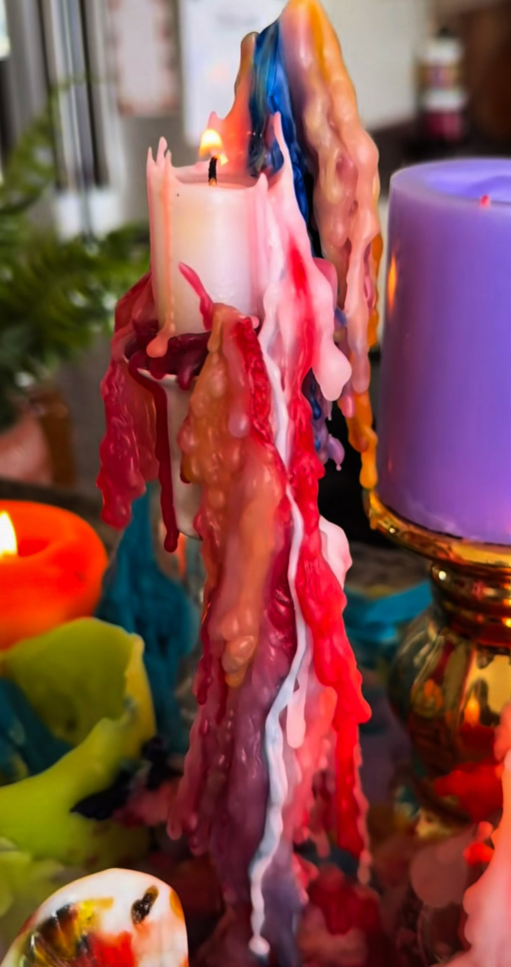 Rainbow Drip Candle